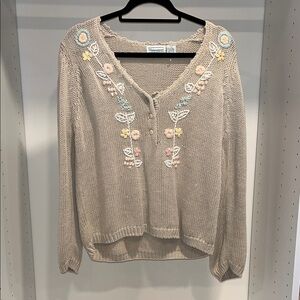 Floral Embroidered Knit Sweater
